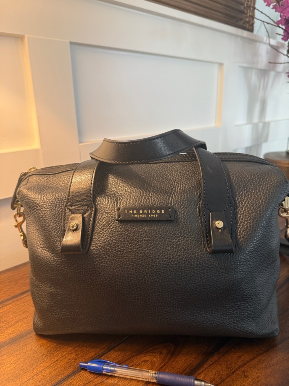 The Bridge Black Pebbled Leather Crossbody Bag